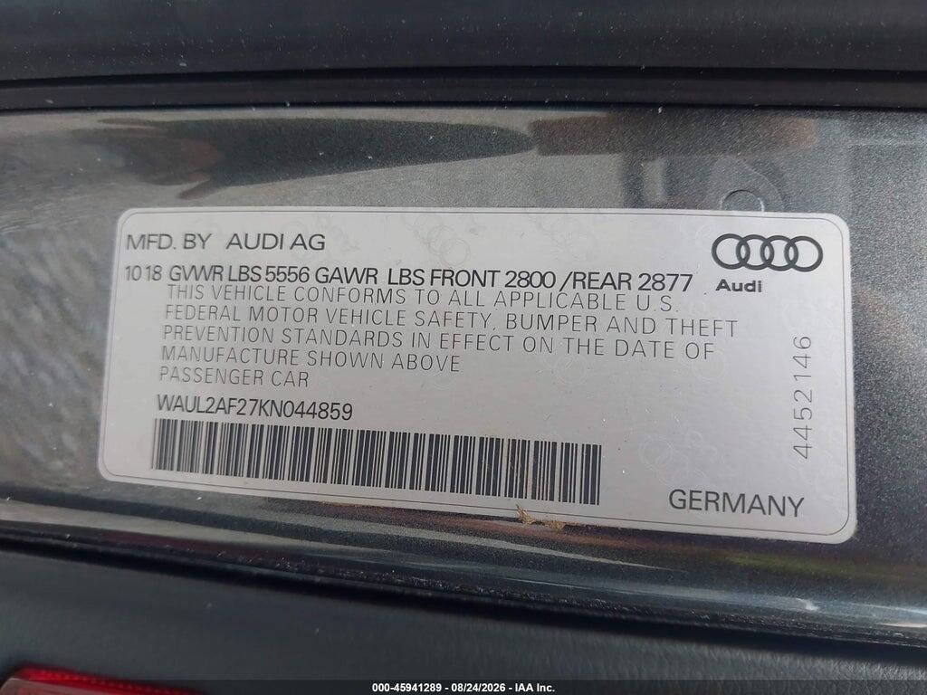 WAUL2AF27KN044859 2019 AUDI A6 photo no. 9