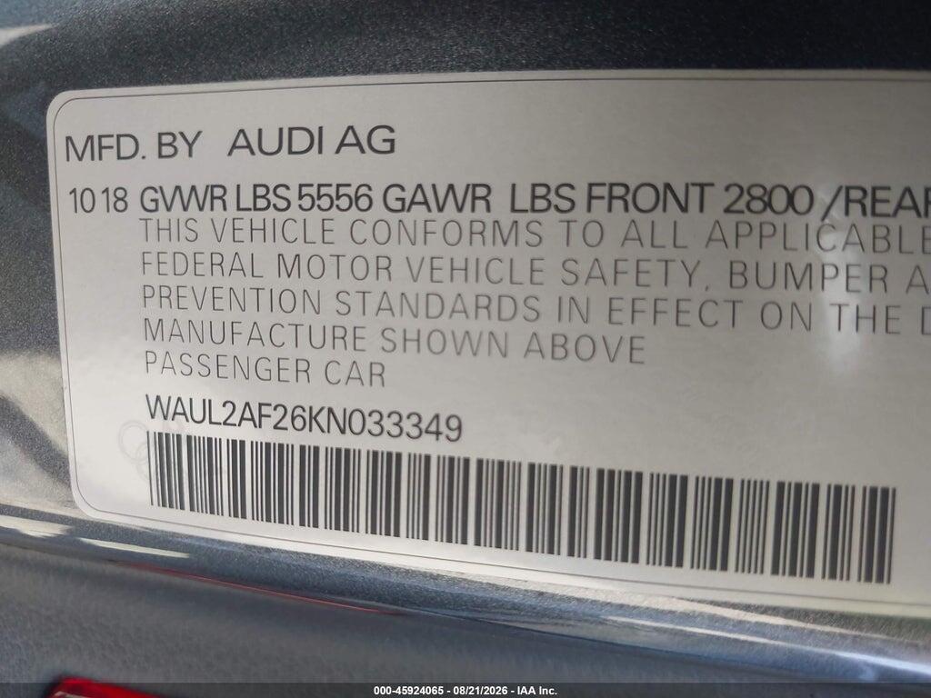WAUL2AF26KN033349 2019 AUDI A6 photo no. 9