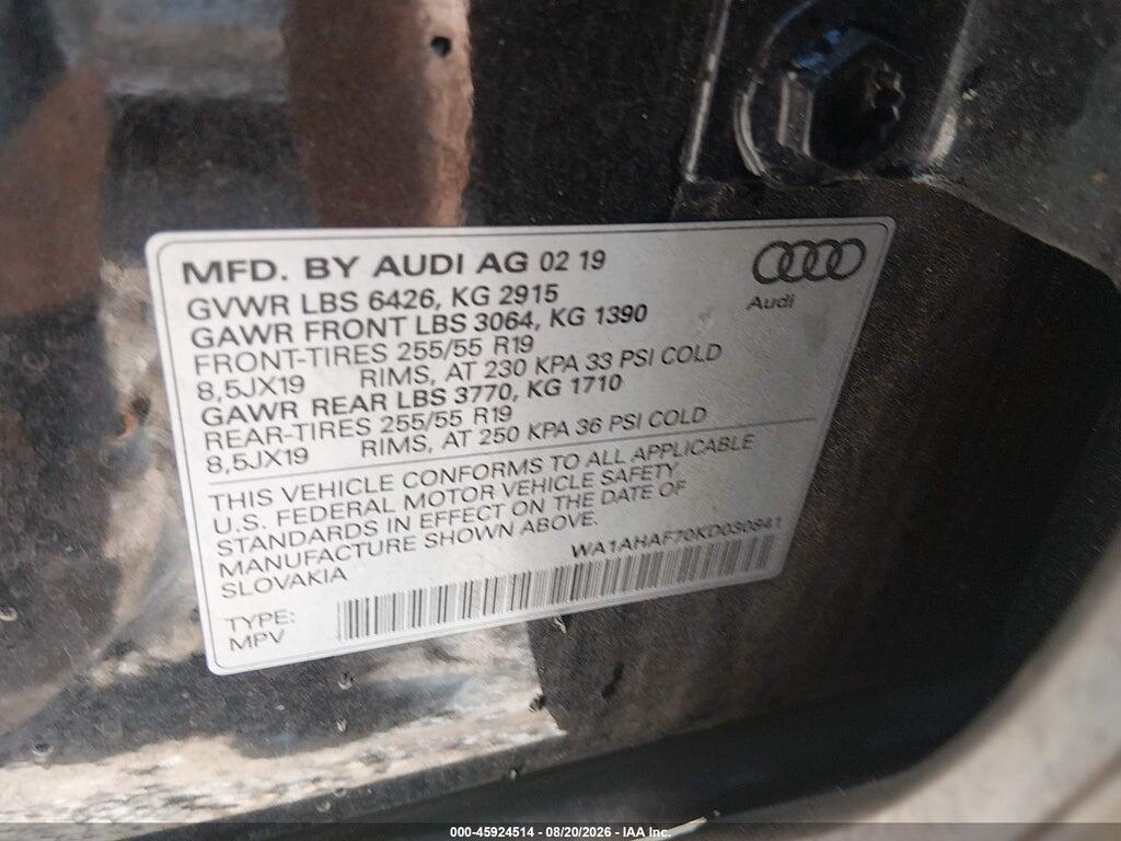 WA1AHAF70KD030841 2019 AUDI Q7 photo no. 9