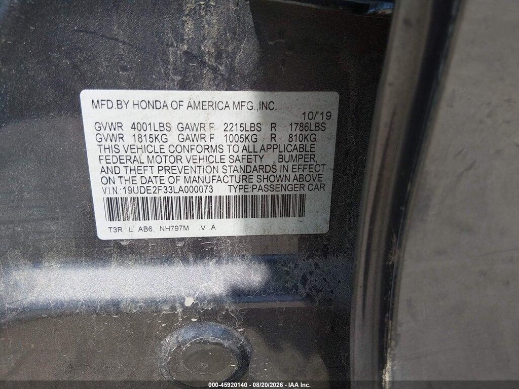 19UDE2F33LA000073 2020 ACURA ILX photo no. 9