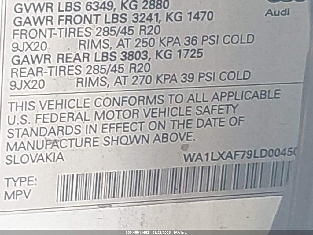 WA1LXAF79LD004509 2020 AUDI Q7 photo no. 9