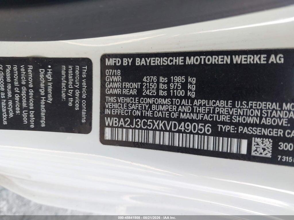 WBA2J3C5XKVD49056 2019 BMW 230I photo no. 9