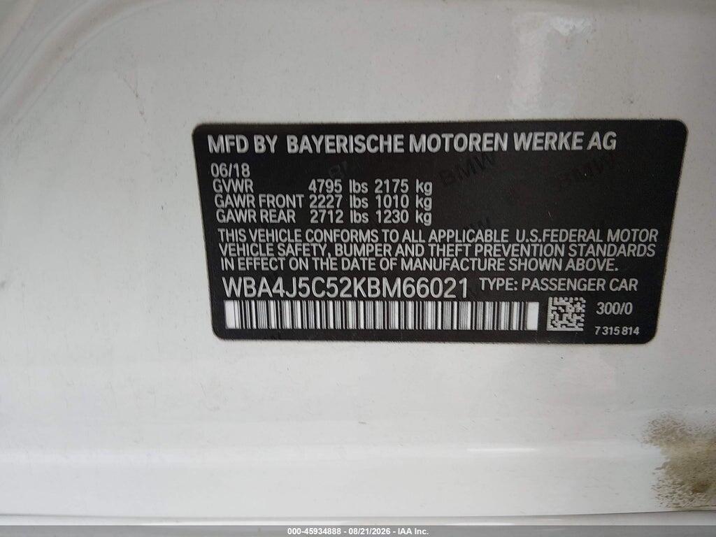 WBA4J5C52KBM66021 2019 BMW 440I GRAN COUPE photo no. 9