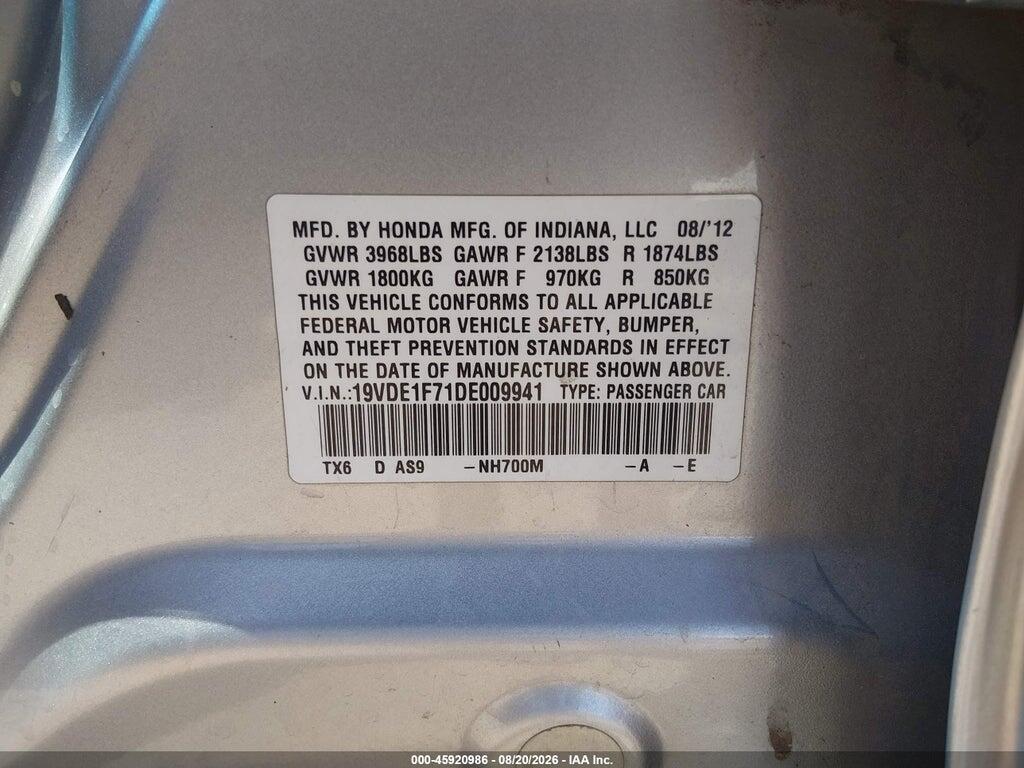 19VDE1F71DE009941 2013 ACURA ILX photo no. 9