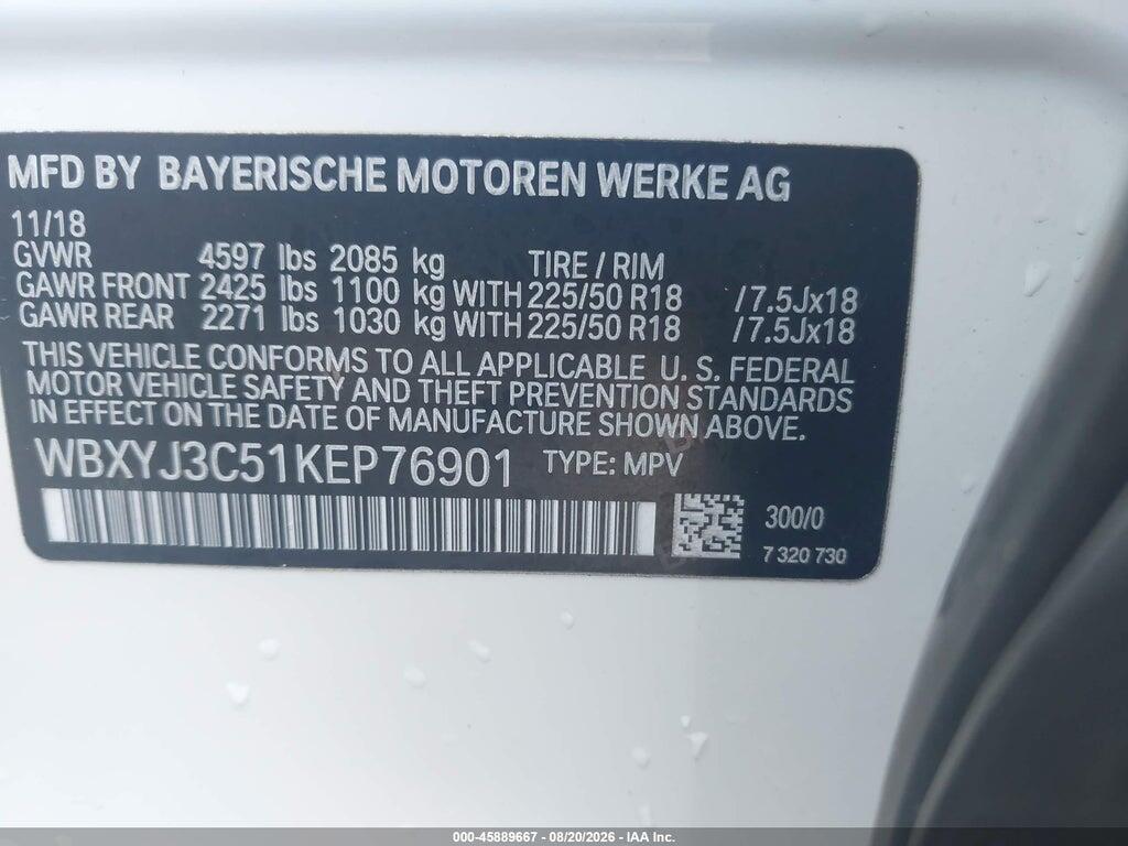 WBXYJ3C51KEP76901 2019 BMW X2 photo no. 9