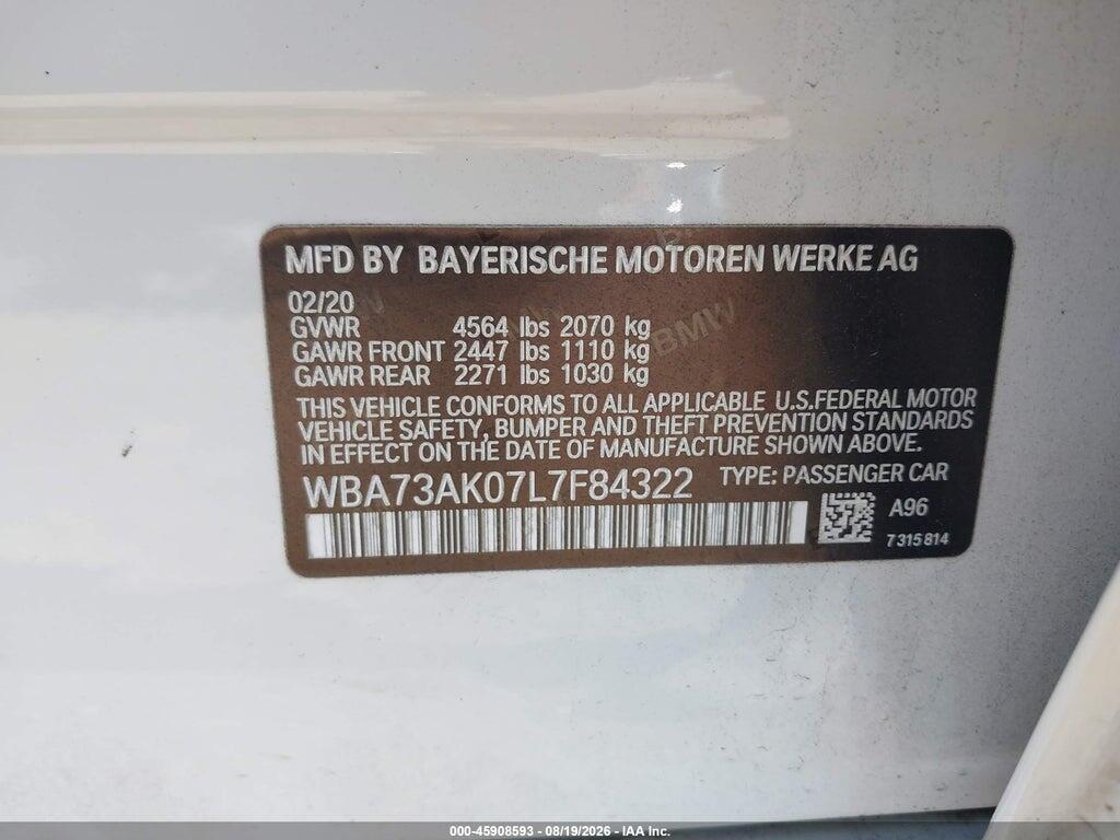 WBA73AK07L7F84322 2020 BMW 228I GRAN COUPE photo no. 9
