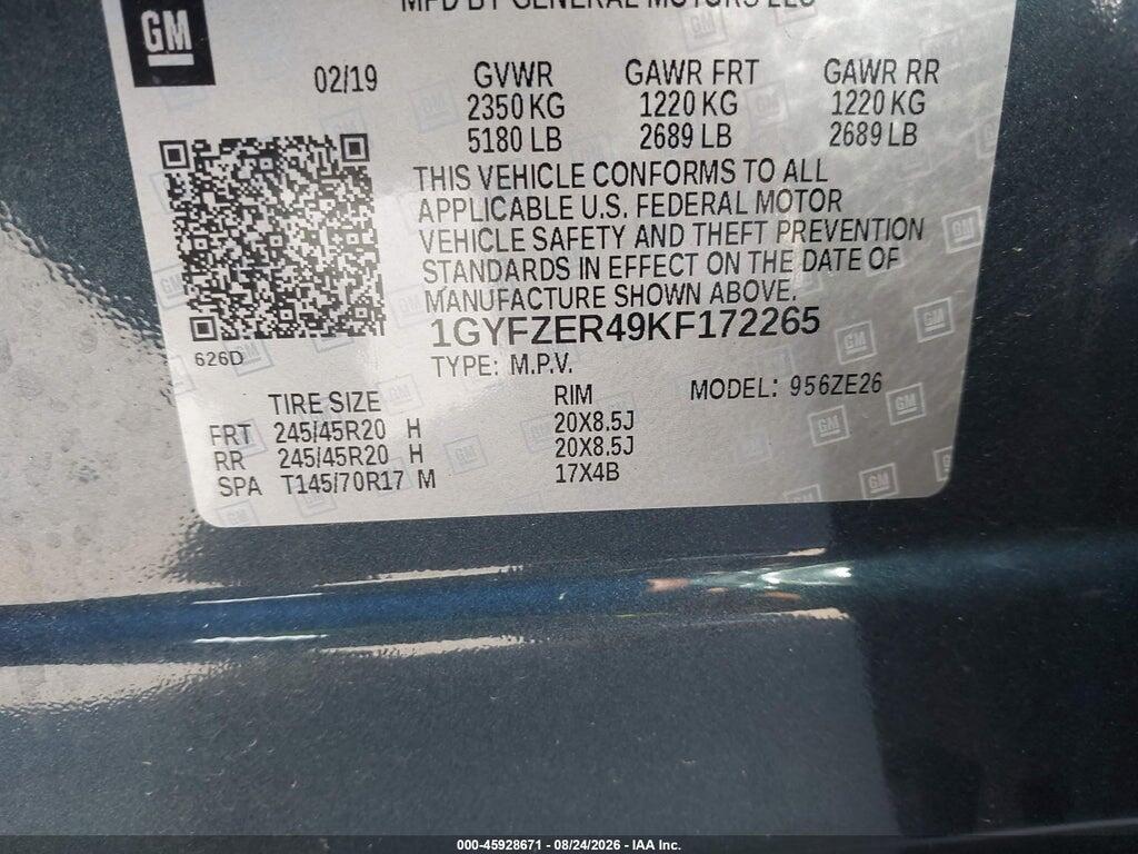 1GYFZER49KF172265 2019 CADILLAC XT4 photo no. 9