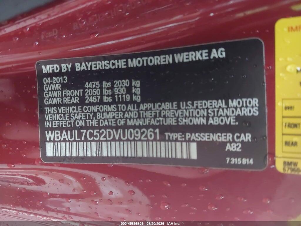 WBAUL7C52DVU09261 2013 BMW 128I photo no. 9
