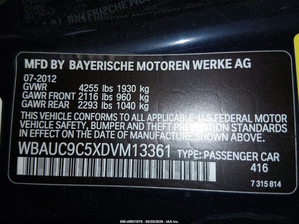 WBAUC9C5XDVM13361 2013 BMW 135I photo no. 9