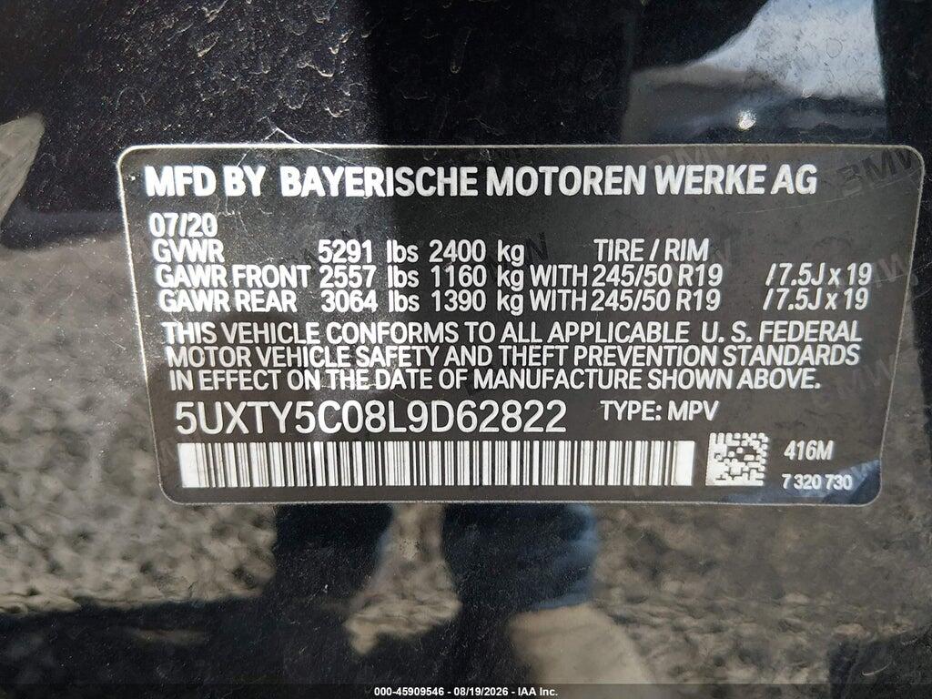5UXTY5C08L9D62822 2020 BMW X3 photo no. 9