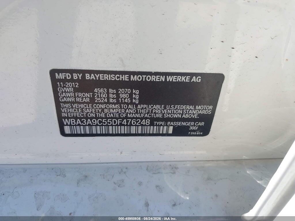 WBA3A9C55DF476248 2013 BMW 335I photo no. 9