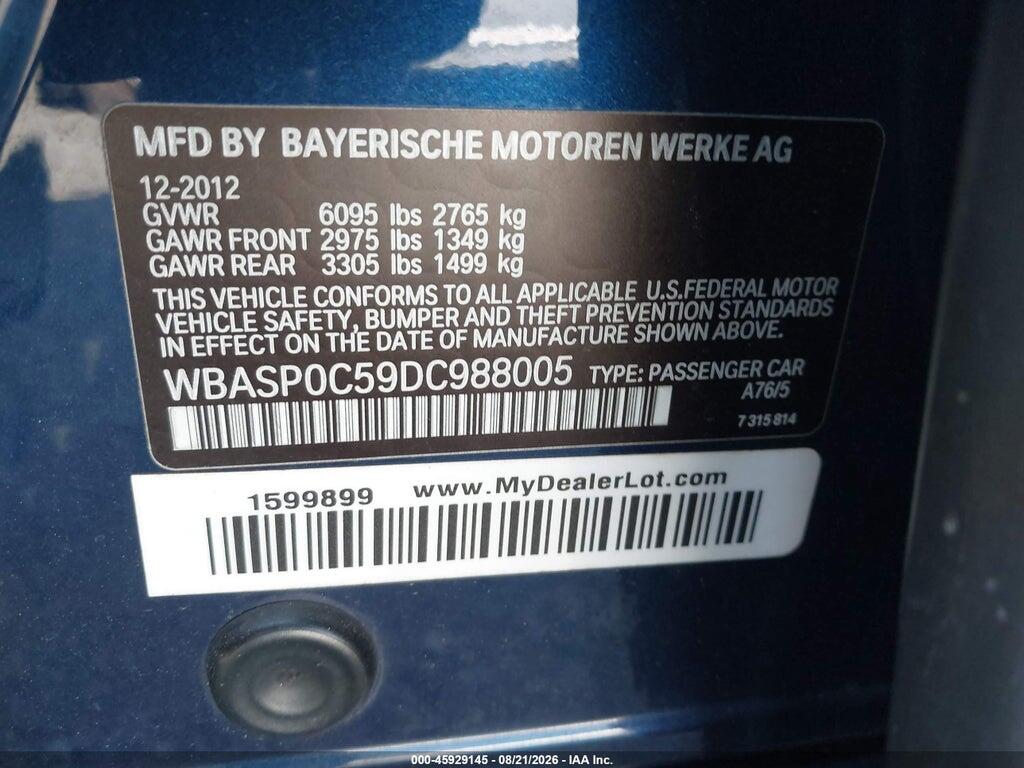 WBASP0C59DC988005 2013 BMW 550I GRAN TURISMO photo no. 9