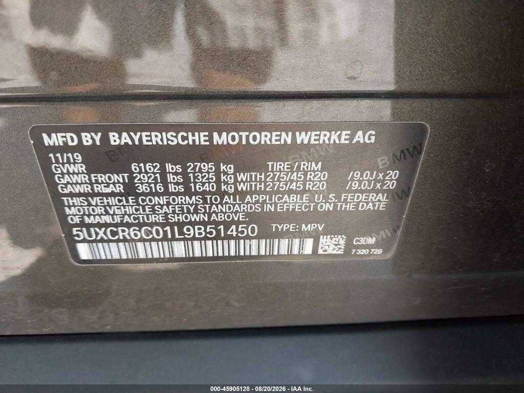 5UXCR6C01L9B51450 2020 BMW X5 photo no. 9