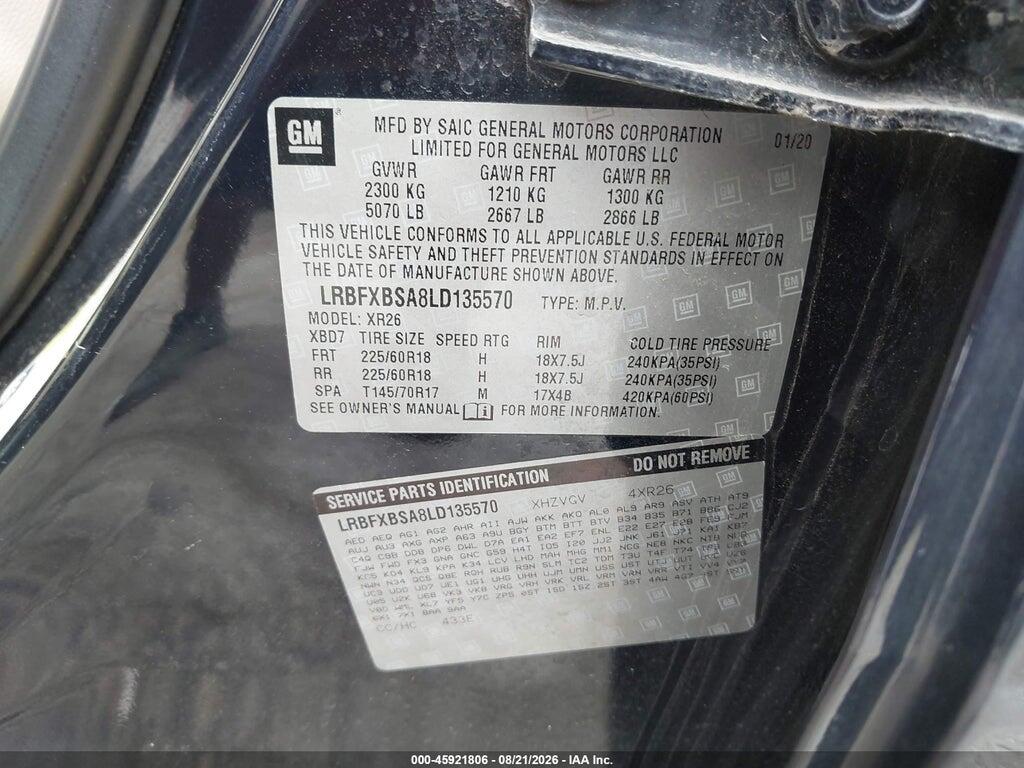 LRBFXBSA8LD135570 2020 BUICK ENVISION photo no. 9