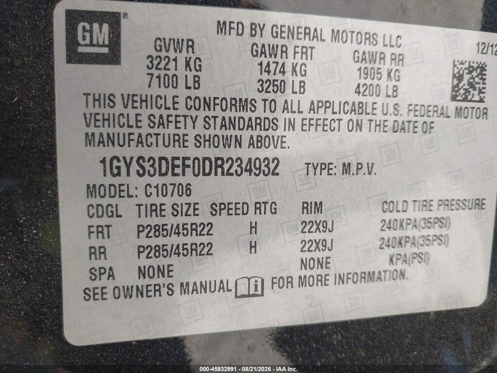 1GYS3DEF0DR234932 2013 CADILLAC ESCALADE photo no. 9