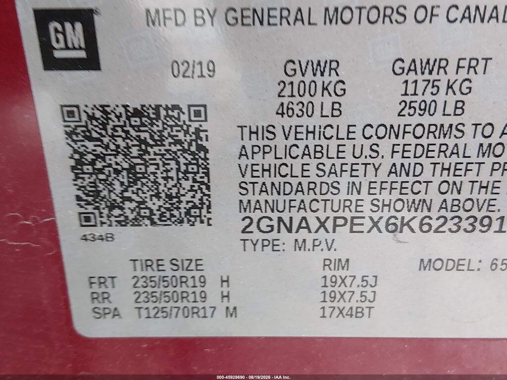 2GNAXPEX6K6233915 2019 CHEVROLET EQUINOX photo no. 9