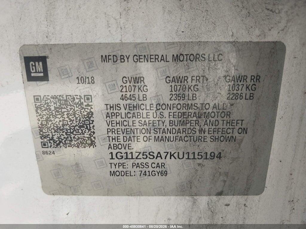 1G11Z5SA7KU115194 2019 CHEVROLET IMPALA photo no. 9