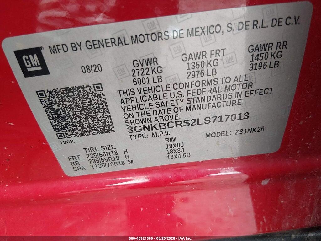 3GNKBCRS2LS717013 2020 CHEVROLET BLAZER photo no. 9
