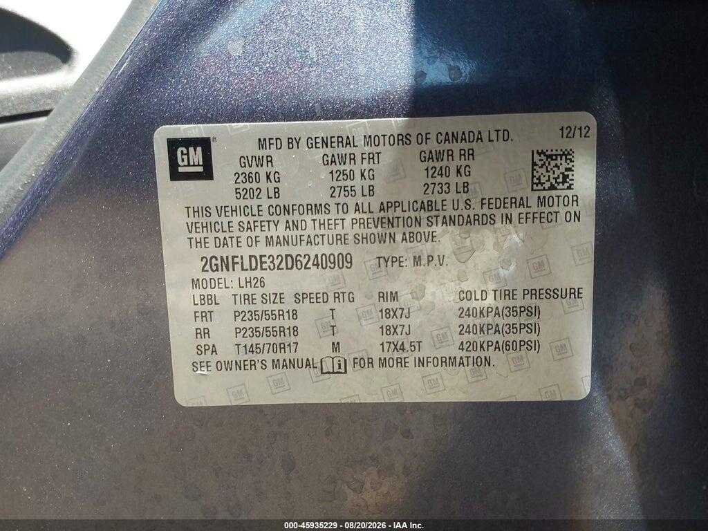 2GNFLDE32D6240909 2013 CHEVROLET EQUINOX photo no. 9