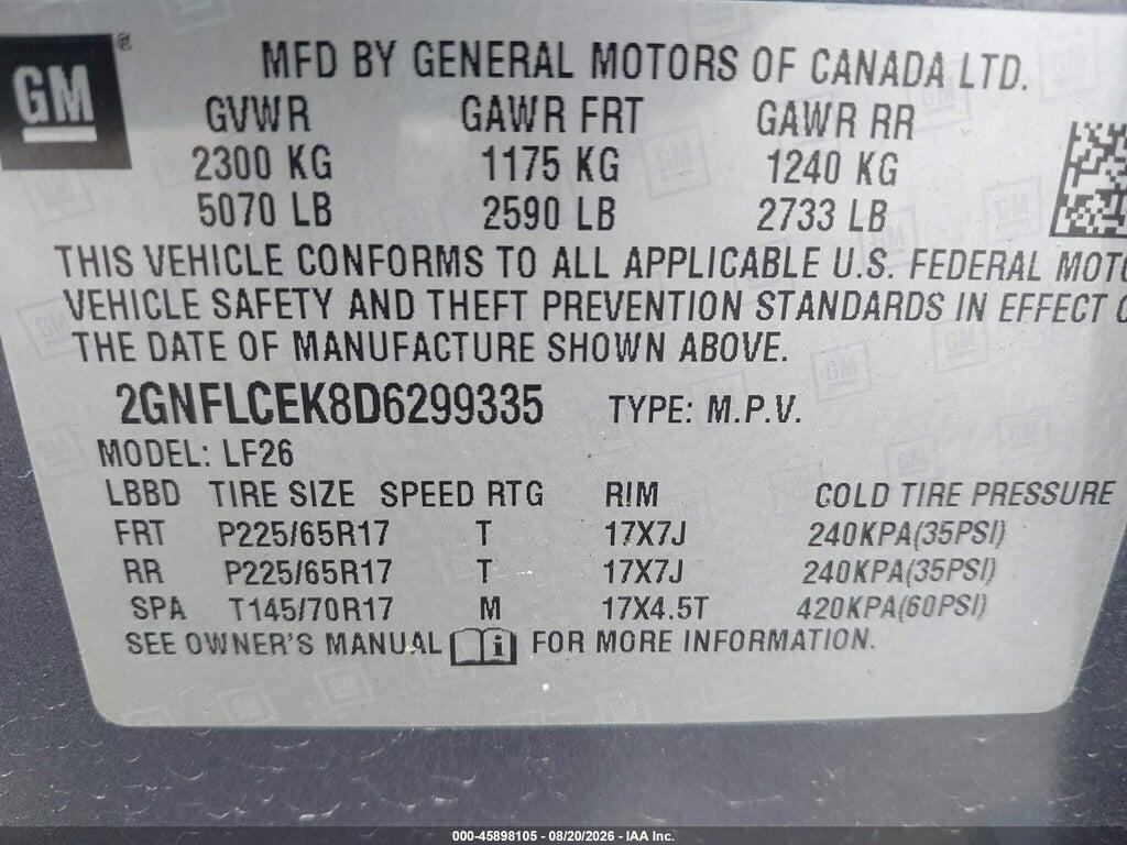 2GNFLCEK8D6299335 2013 CHEVROLET EQUINOX photo no. 9