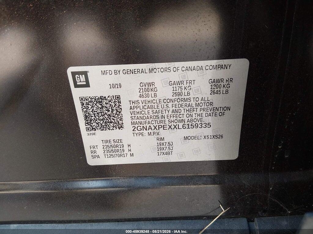 2GNAXPEXXL6159335 2020 CHEVROLET EQUINOX photo no. 9