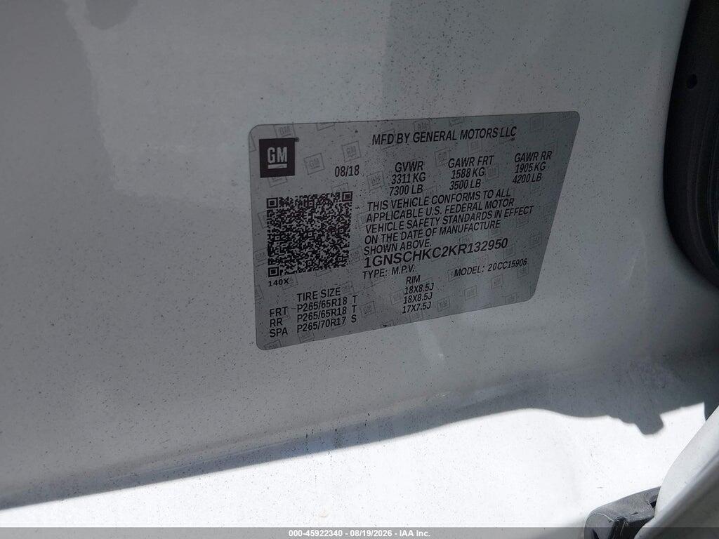 1GNSCHKC2KR132950 2019 CHEVROLET SUBURBAN photo no. 9