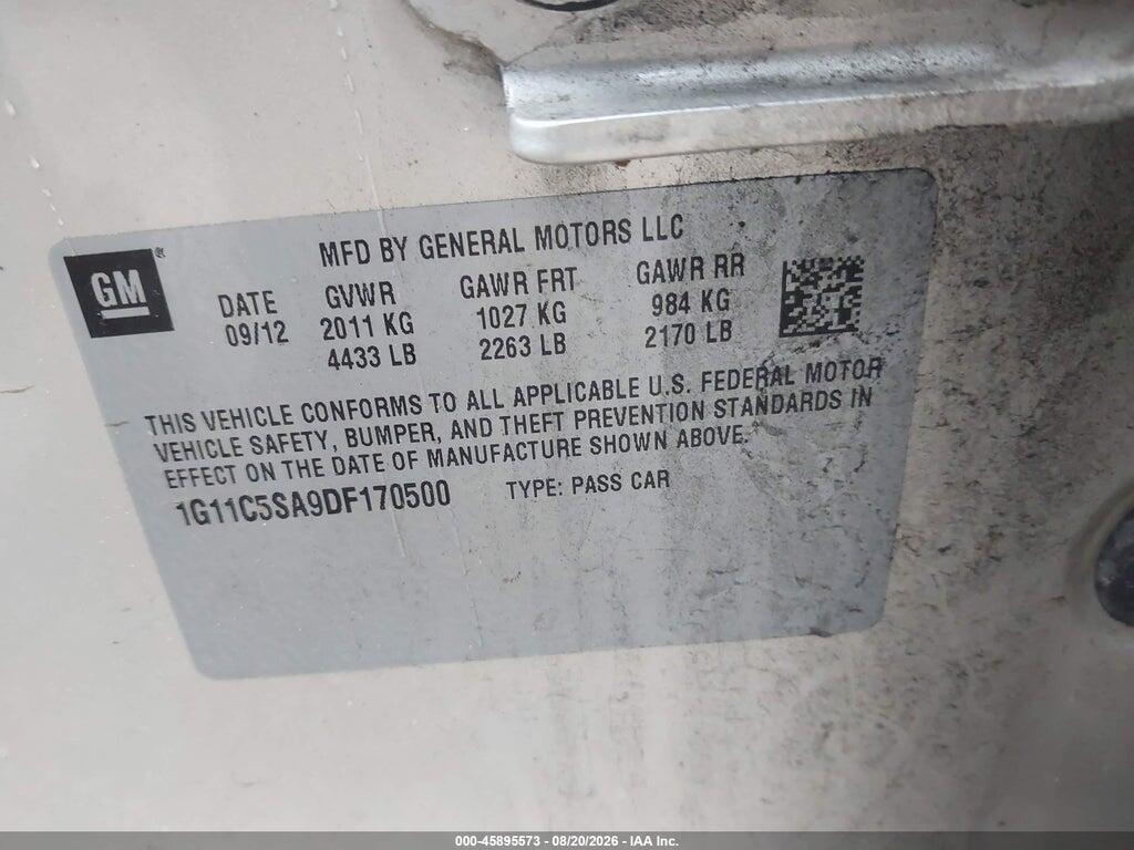 1G11C5SA9DF170500 2013 CHEVROLET MALIBU photo no. 9