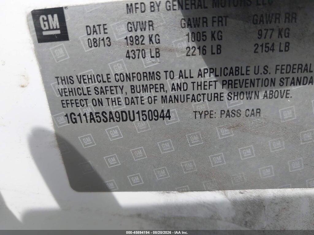 1G11A5SA9DU150944 2013 CHEVROLET MALIBU photo no. 9