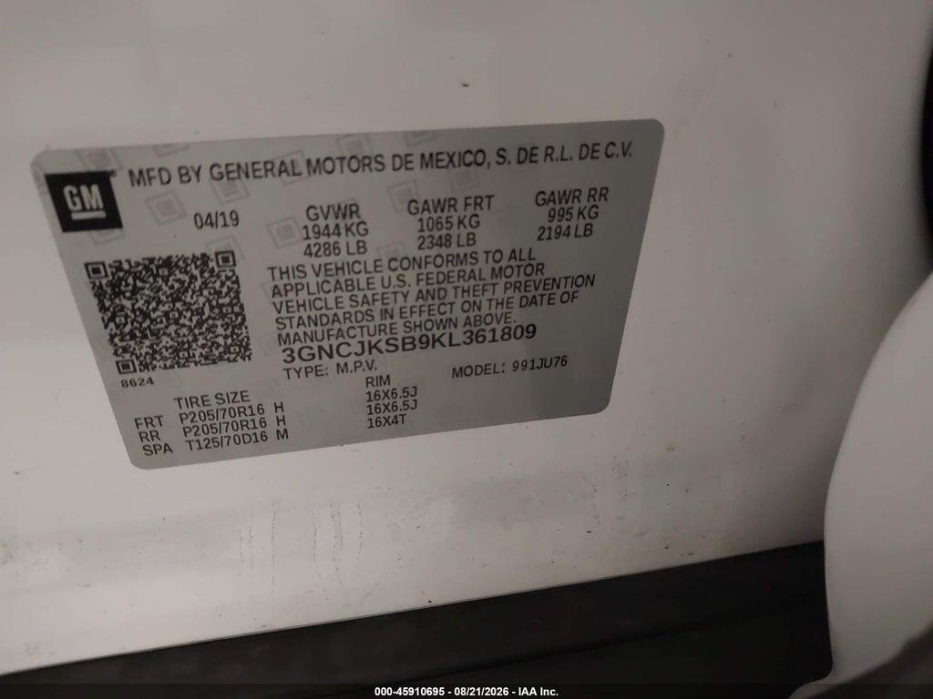 3GNCJKSB9KL361809 2019 CHEVROLET TRAX photo no. 9