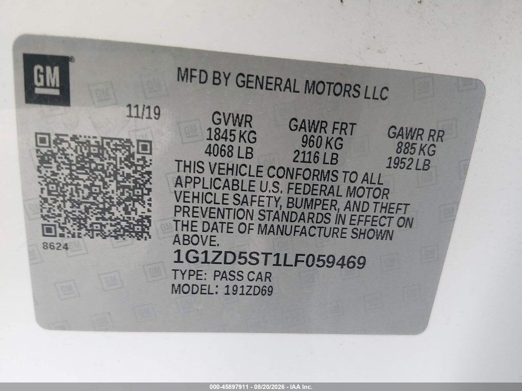 1G1ZD5ST1LF059469 2020 CHEVROLET MALIBU photo no. 9