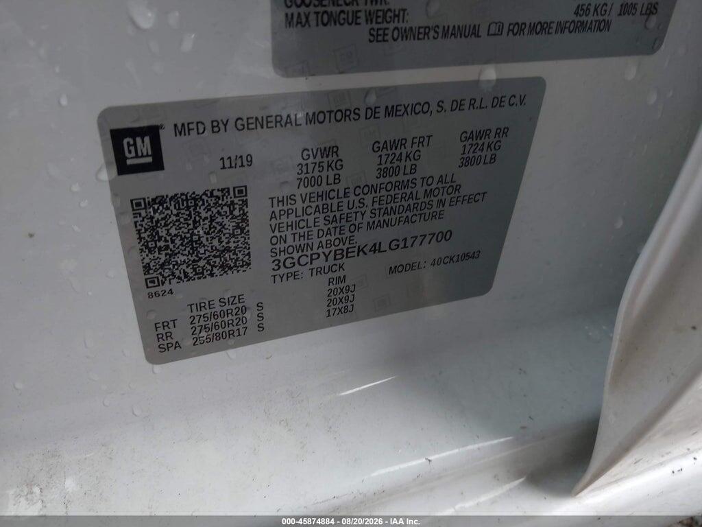 3GCPYBEK4LG177700 2020 CHEVROLET SILVERADO 1500 photo no. 9