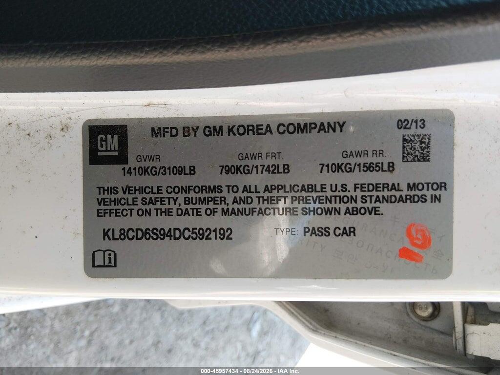 KL8CD6S94DC592192 2013 CHEVROLET SPARK photo no. 9