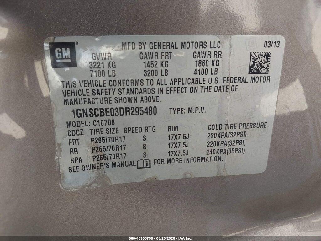1GNSCBE03DR295480 2013 CHEVROLET TAHOE photo no. 9