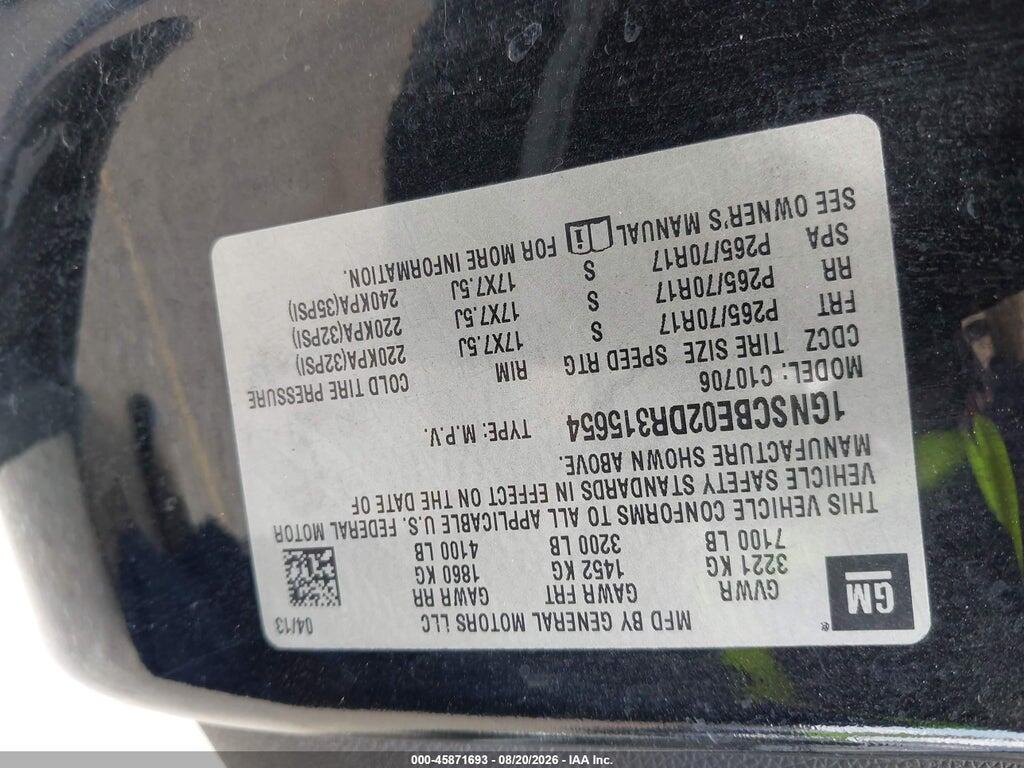 1GNSCBE02DR315654 2013 CHEVROLET TAHOE photo no. 9