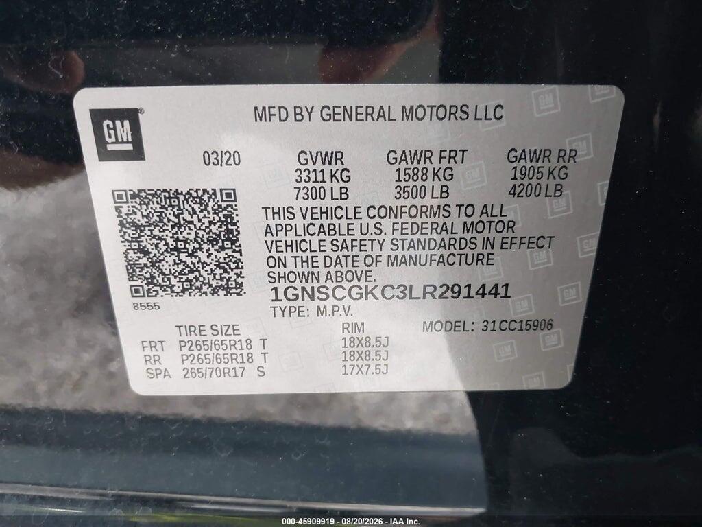 1GNSCGKC3LR291441 2020 CHEVROLET SUBURBAN photo no. 9
