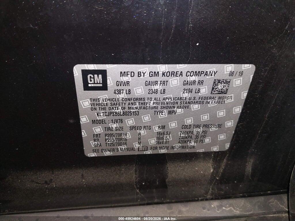 KL7CJPSB6LB025153 2020 CHEVROLET TRAX photo no. 9