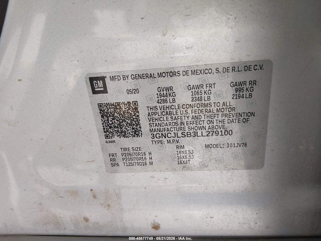3GNCJLSB3LL279100 2020 CHEVROLET TRAX photo no. 9