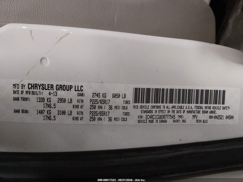 2C4RC1CG0DR777545 2013 CHRYSLER TOWN & COUNTRY photo no. 9
