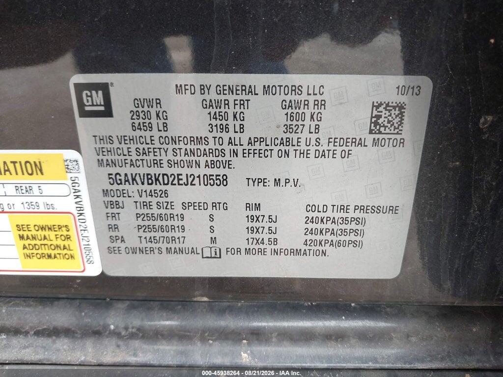 5GAKVBKD2EJ210558 2014 BUICK ENCLAVE photo no. 9