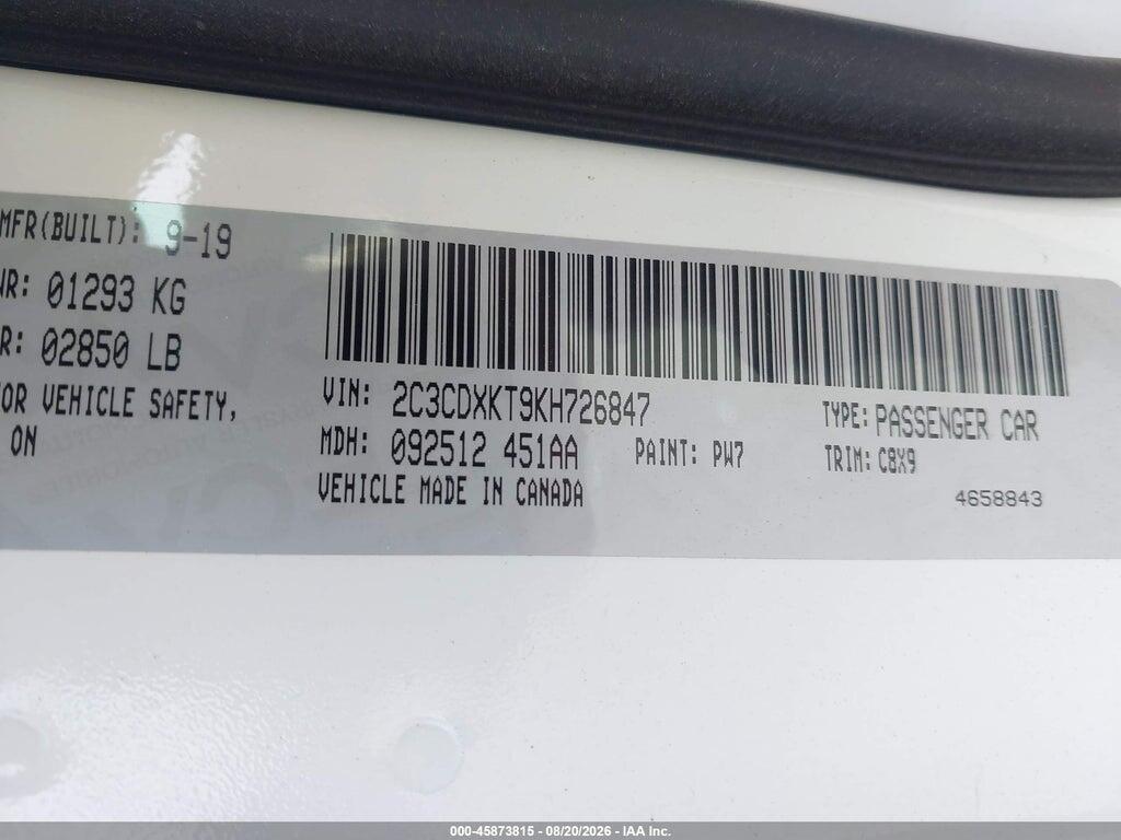 2C3CDXKT9KH726847 2019 DODGE CHARGER photo no. 9
