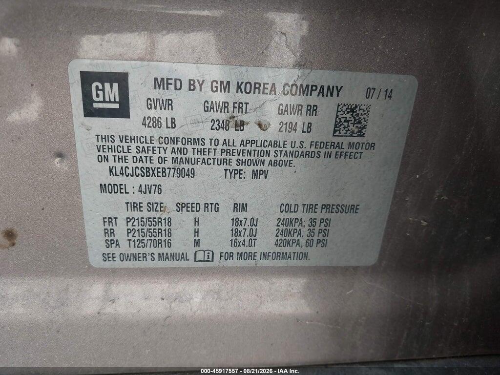 KL4CJCSBXEB779049 2014 BUICK ENCORE photo no. 9