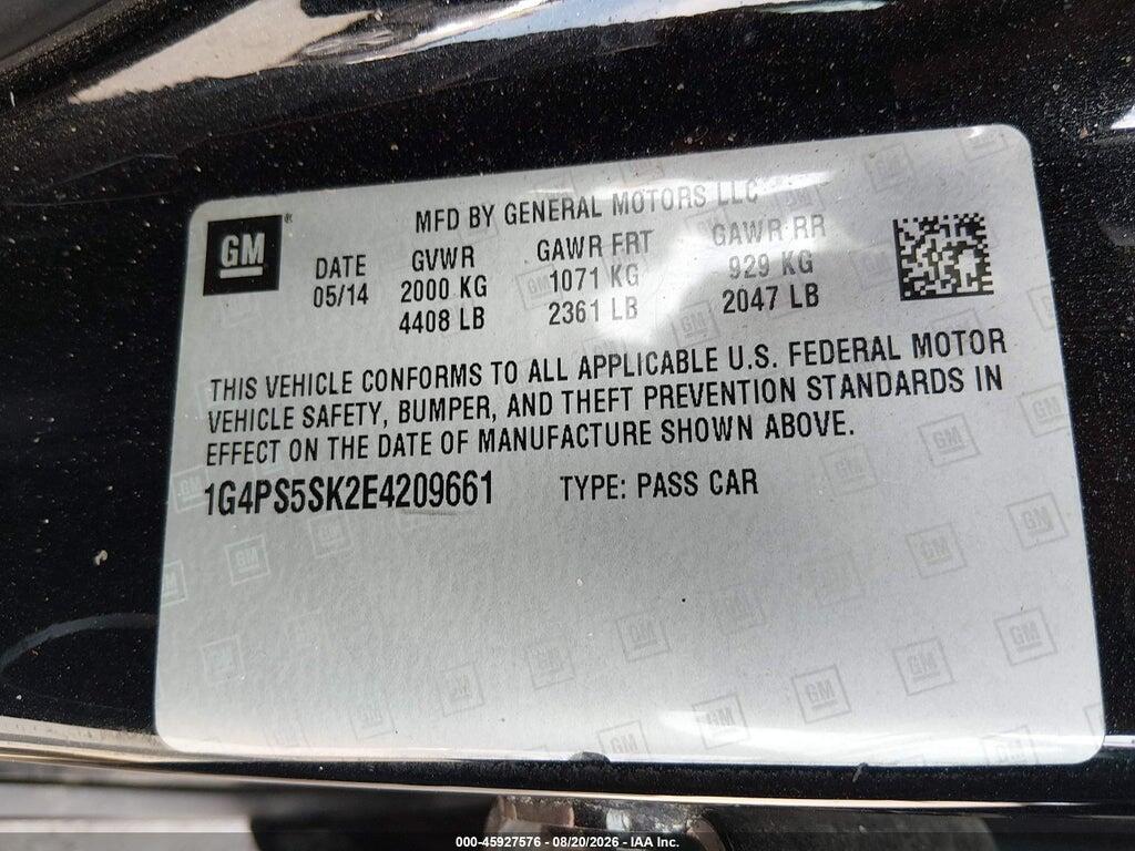 1G4PS5SK2E4209661 2014 BUICK VERANO photo no. 9