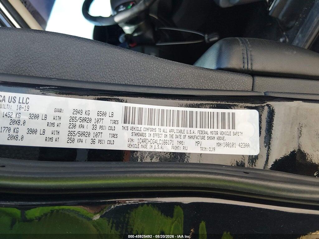 1C4RDHDG4LC166171 2020 DODGE DURANGO photo no. 9
