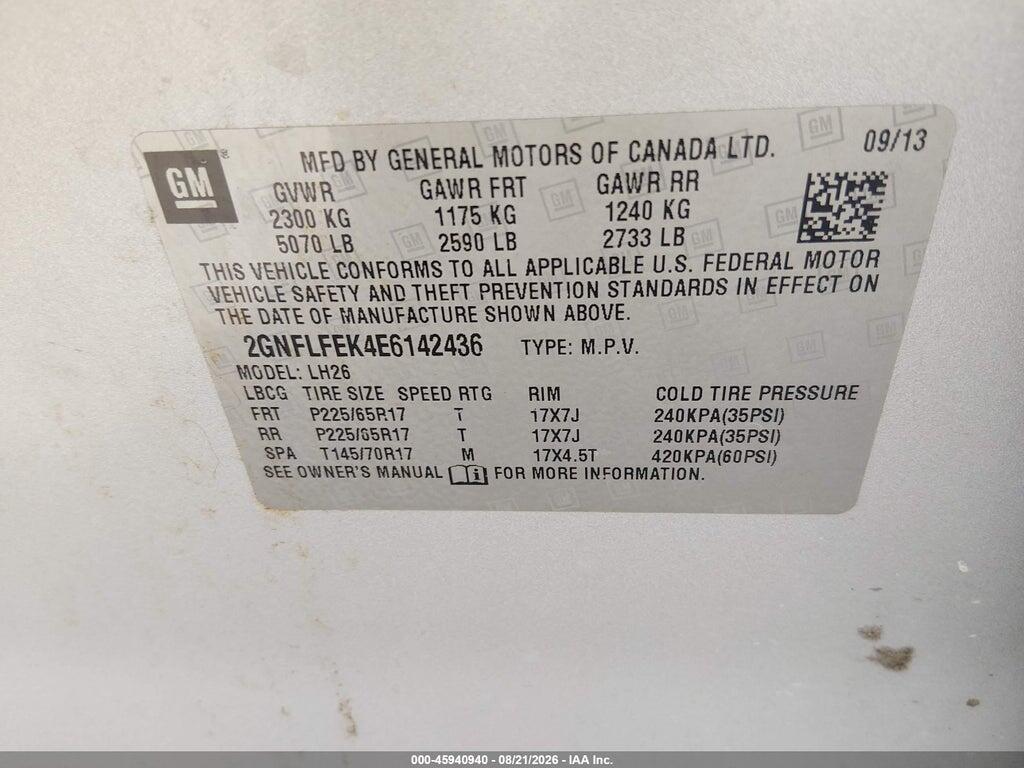 2GNFLFEK4E6142436 2014 CHEVROLET EQUINOX photo no. 9