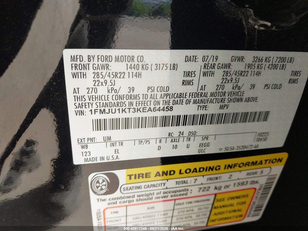 1FMJU1KT3KEA64458 2019 FORD EXPEDITION photo no. 9