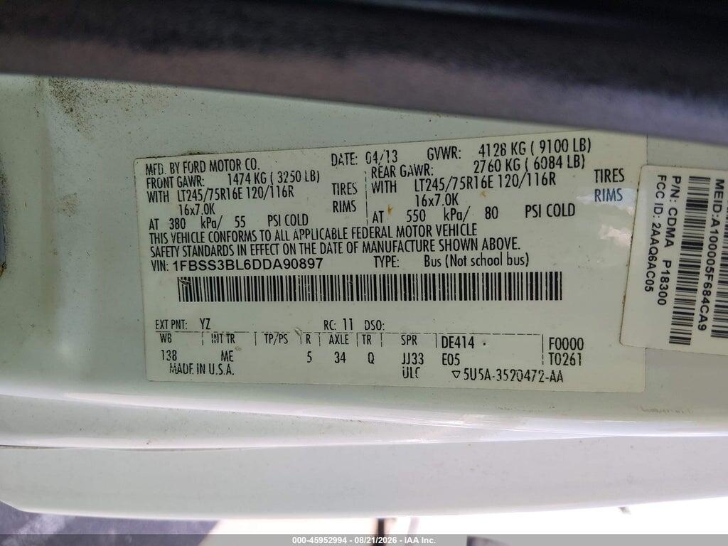 1FBSS3BL6DDA90897 2013 FORD E-350 SUPER DUTY photo no. 9