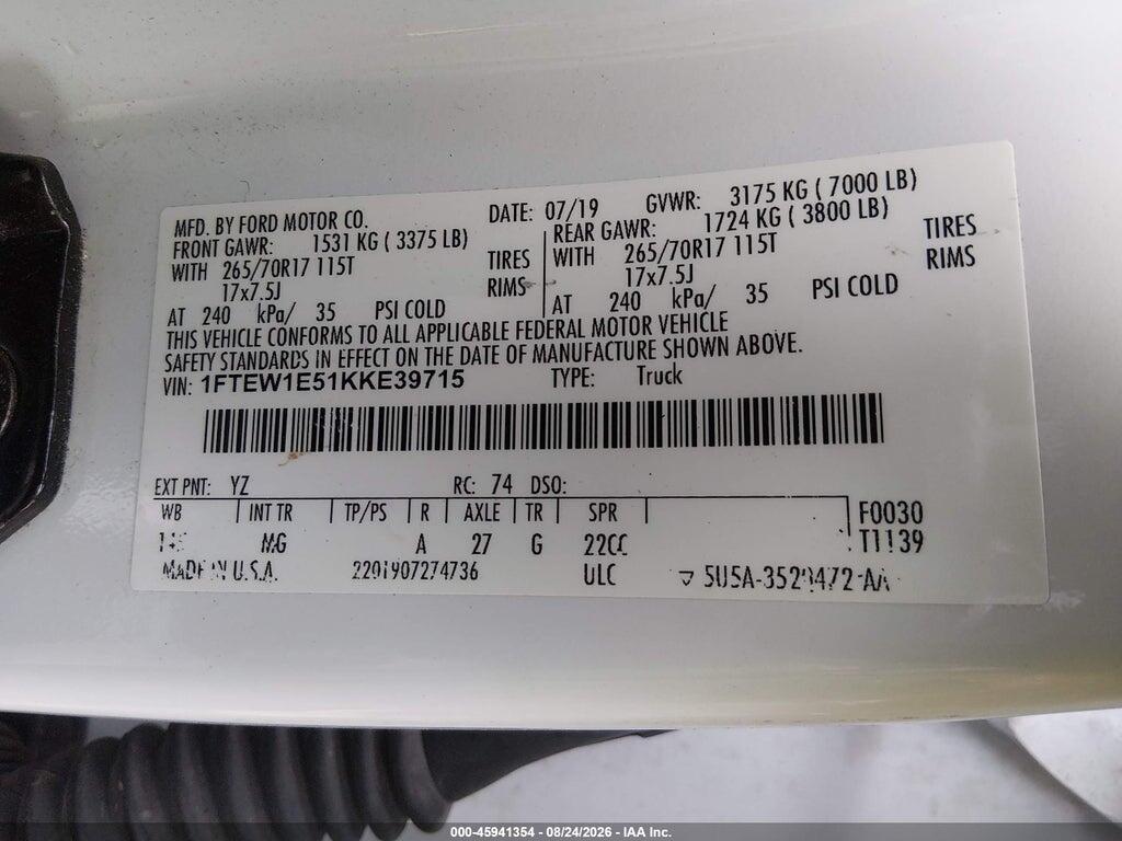 1FTEW1E51KKE39715 2019 FORD F-150 photo no. 9