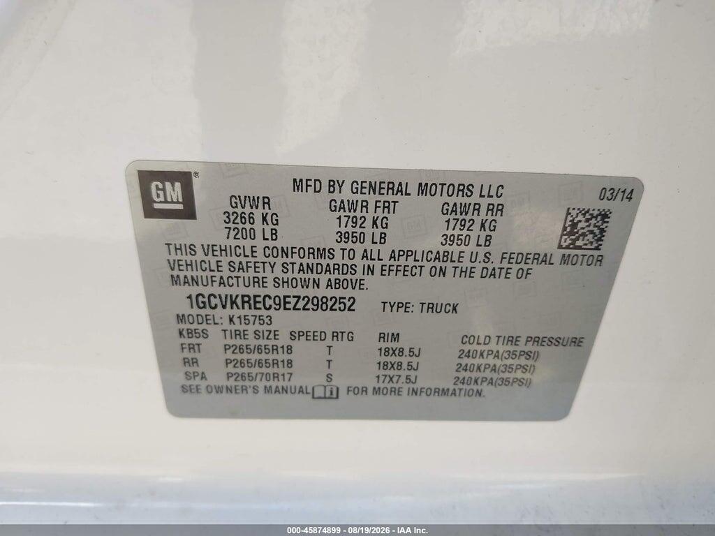 1GCVKREC9EZ298252 2014 CHEVROLET SILVERADO 1500 photo no. 9