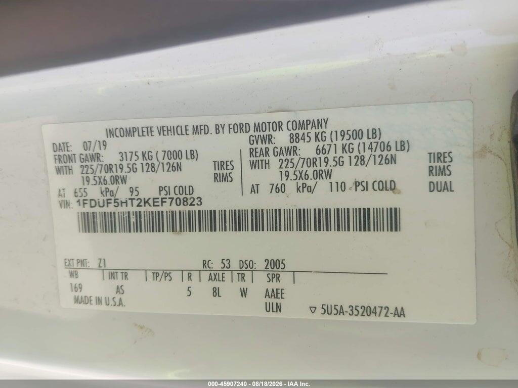1FDUF5HT2KEF70823 2019 FORD F-550 CHASSIS photo no. 8