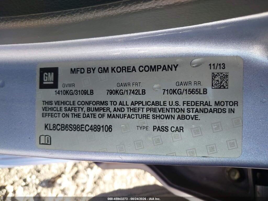 KL8CB6S98EC489106 2014 CHEVROLET SPARK photo no. 9